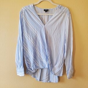 a.n.a Blue Long-sleeve Blouse